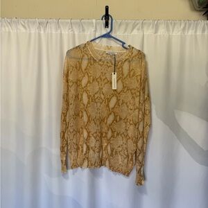 Olivaceous Snake Print Long Sleeve Sweater - Tan/Beige